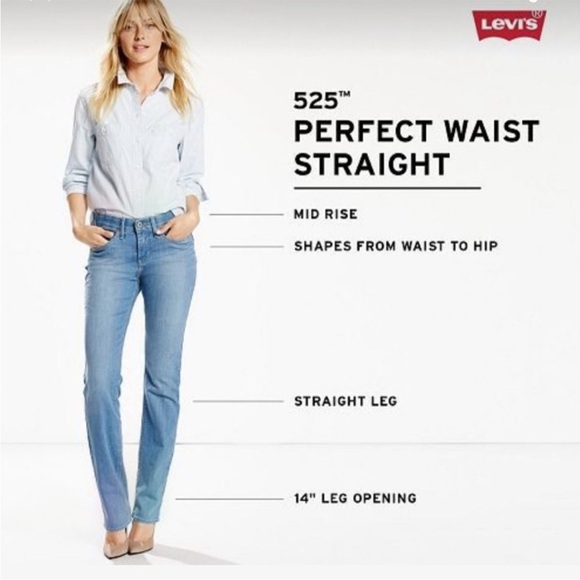 Levi's Women's 525 Perfect Waist Straight Jeans - Light Blue - Picture 1 of 11